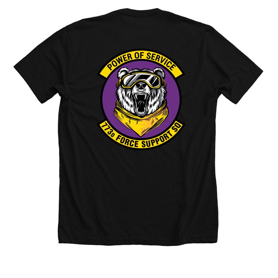 773 FSS Bears That Care Morale Attire, a Solid Black Blend Premium Unisex Tee (back-view)