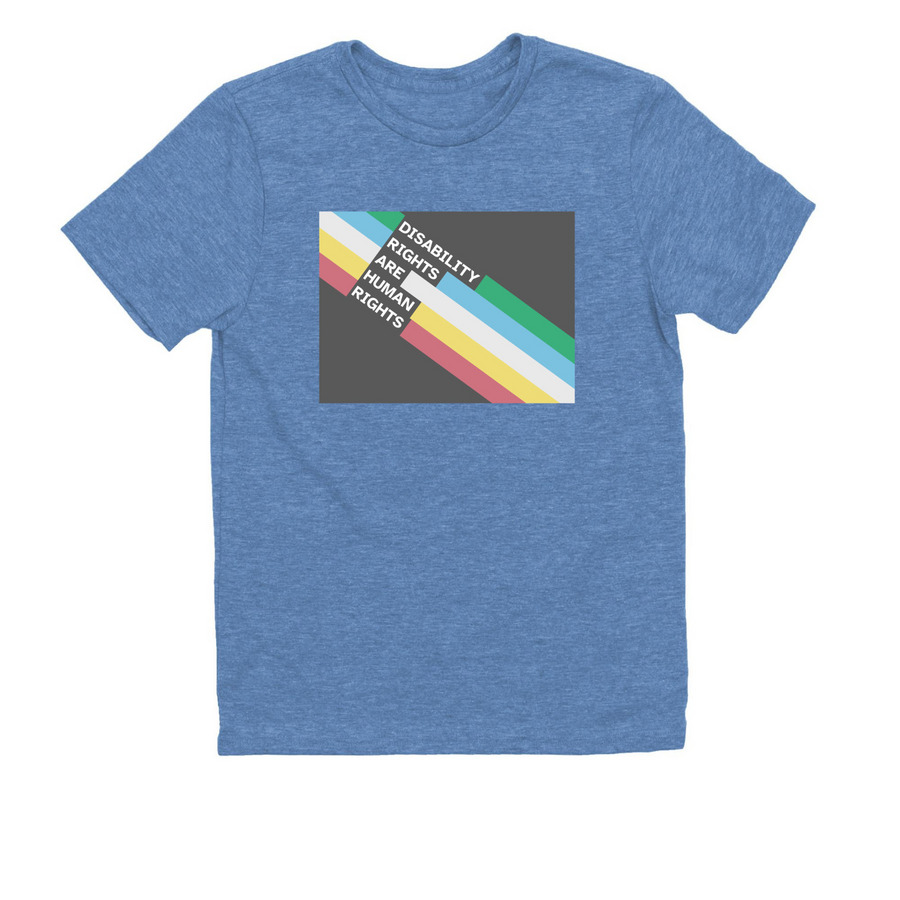 Disability Rights Are Human Rights Shirt, a Azure Blue Allmade Youth Eco Triblend Tee