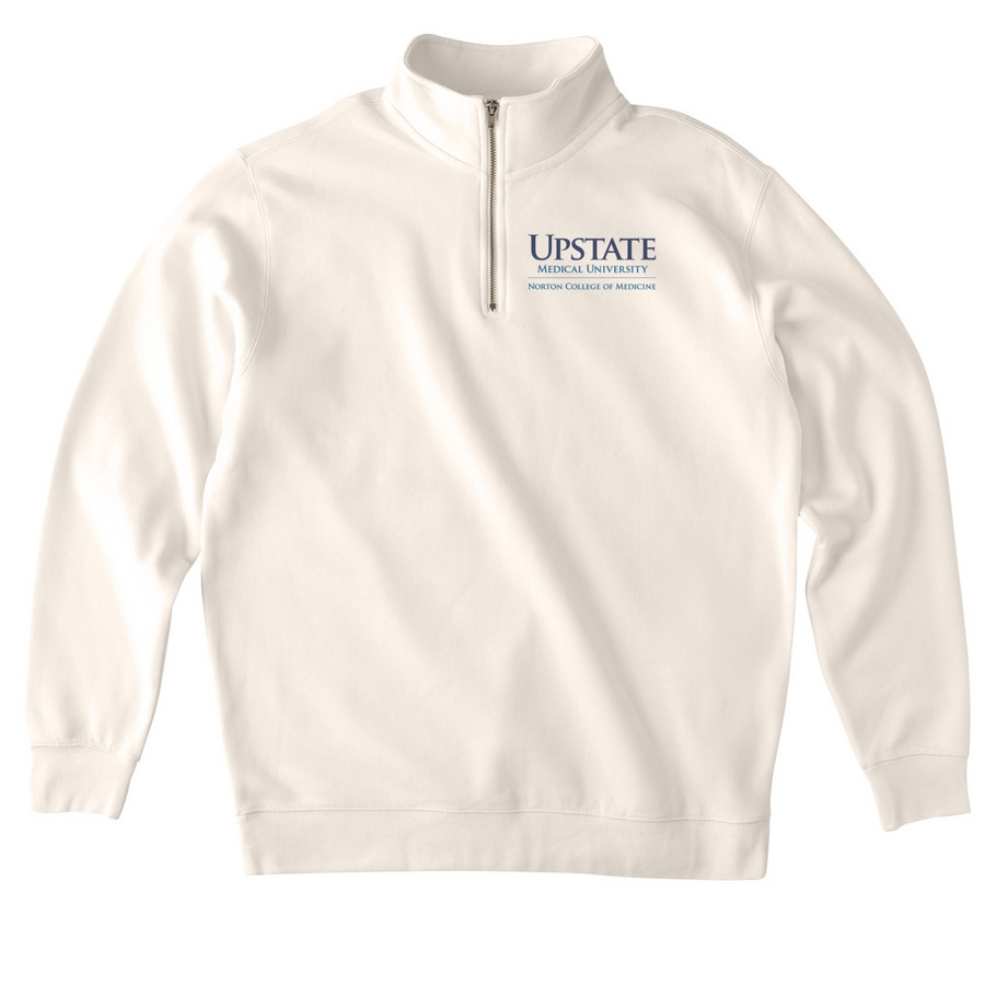 Go to Apparel with a blue logo!, a Bone Midweight Quarter Zip Pullover