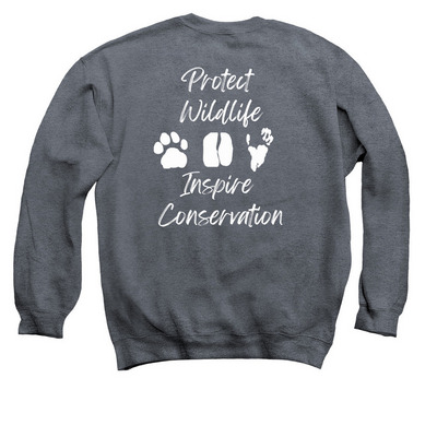 Plumpton Park Zoo: Wear the Mission, a Dark Heather Crewneck Sweatshirt