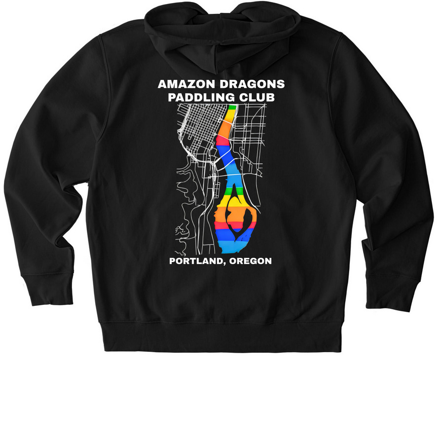 Rainbow Willamette ZipUps/Shirts (Cotton), a Black Stanley/Stella Unisex Cultivator 2.0 Zip Up Pullover Hoodie (back-view)