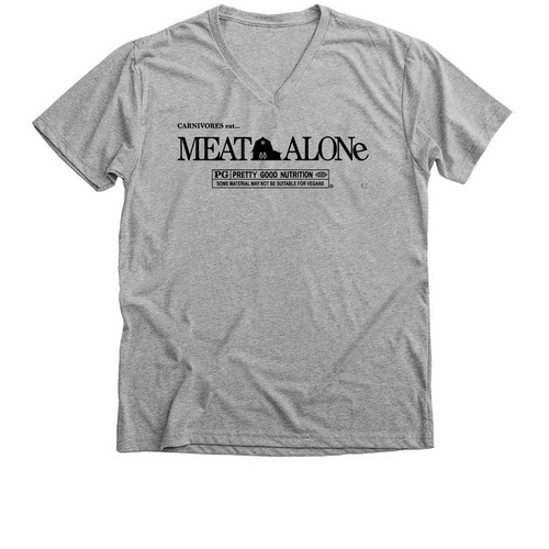 CARNIVORES eat... MEAT ALONe, a Athletic Heather Premium V-Neck Tee