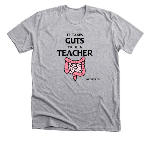 Teaching Takes Guts, a Athletic Heather Premium Unisex Tee