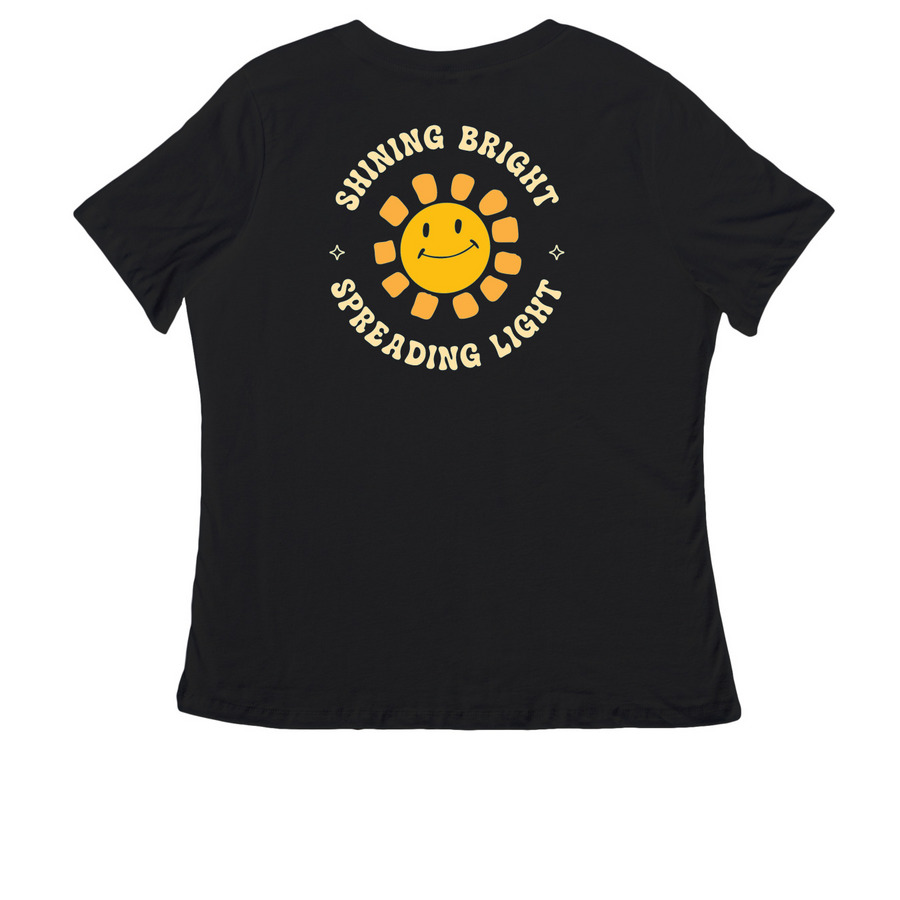 Sunshine Squad | Adult & Youth Styles, a Black Women's Relaxed V-Neck Tee (back-view)