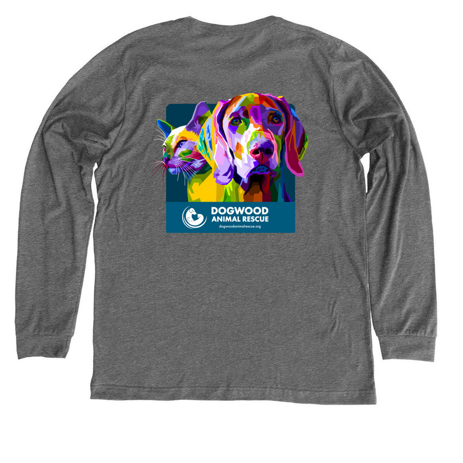 Lovely Cats & Dogs, a Athletic Heather Premium Long Sleeve Tee (back-view)