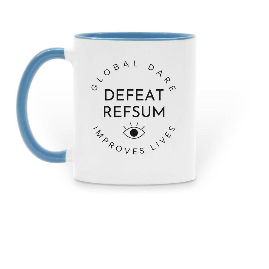 Summer Spotlight Coffee Mugs, a Light Blue Two-Tone Ceramic Mug (back-view)