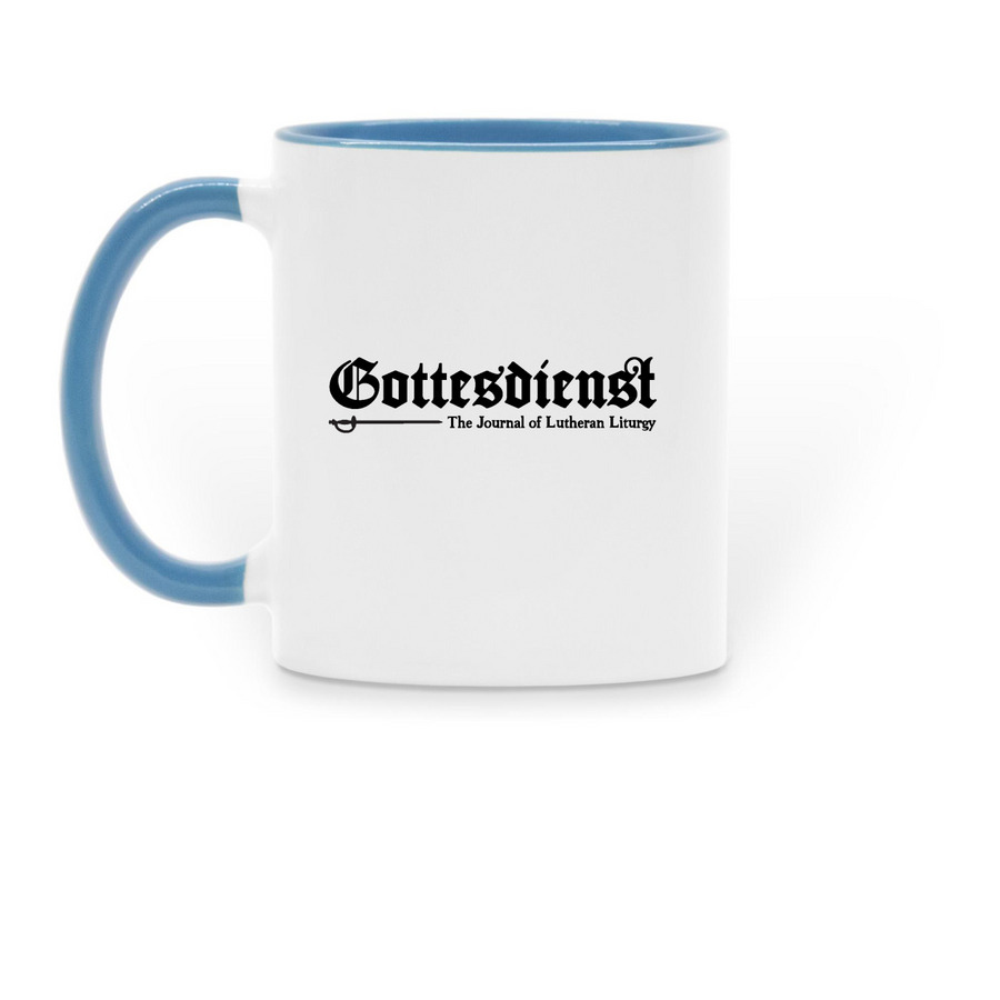 Gottesmug, a Light Blue Two-Tone Ceramic Mug (back-view)