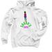 Green and Purple Sarah's Gang, a White Pullover Hoodie