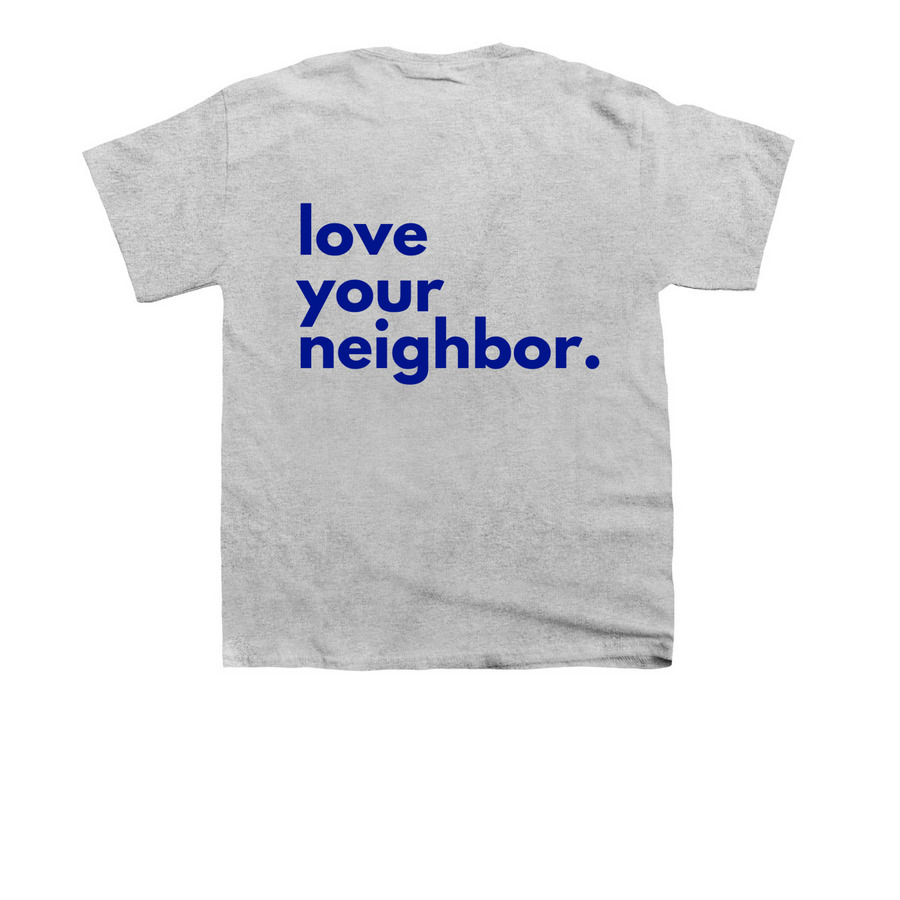 Samaritan Inn Love Your Neighbor Multi-Color, a Sport Grey Youth Unisex Tee (back-view)