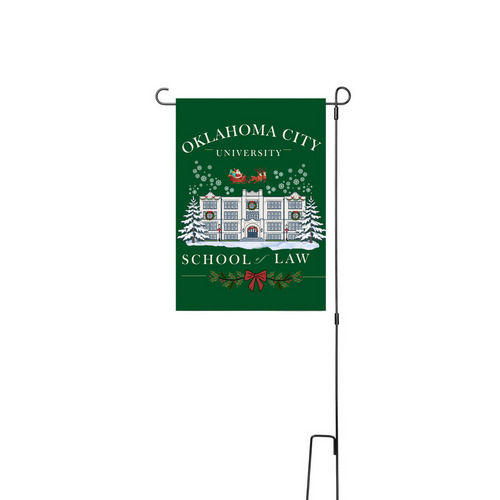 OCU Law Green Christmas Yard Flag&nbsp;, a White 12" x 18" Yard Flag with Stake