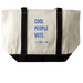 Cool People Vote Tote, a Natural/Black Large Two-Tone Canvas Tote Bag (back-view)