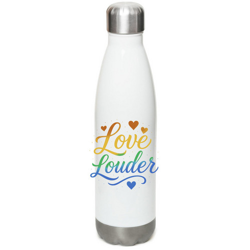Water Bottle, a White Stainless Steel Water Bottle