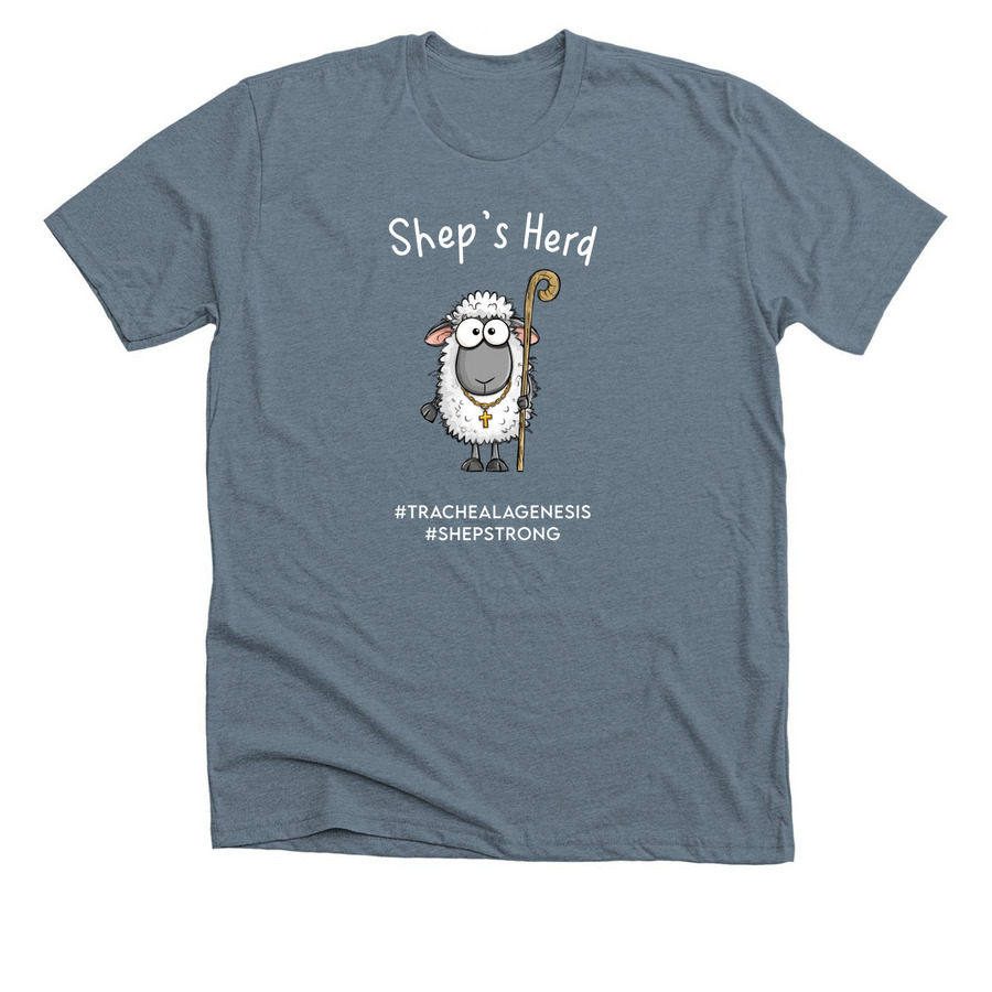 Shep's Herd, a Heather Blue Storm Premium Unisex Tee