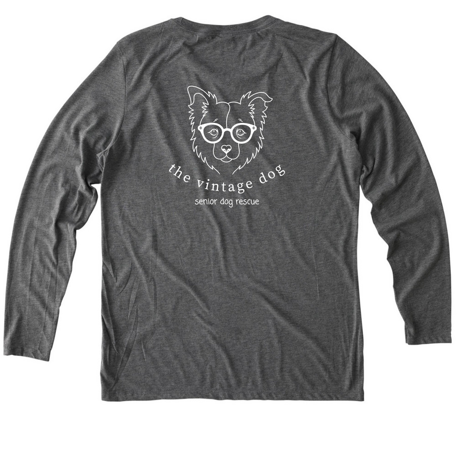 I Love Old Dogs - Logo Tee, a Aluminum Grey Allmade Eco Triblend Women?s Long Sleeve Tee (back-view)