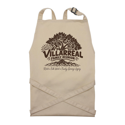 2026 Villarreal Family Reunion Apron, a Natural Recycled Bib Apron