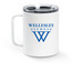 Non Ministrari Sed Ministrare Travel Mug, a White Stainless Steel Travel Mug (back-view)