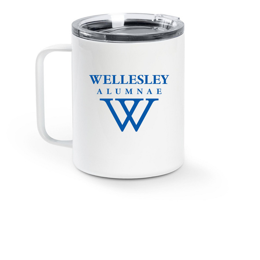 Non Ministrari Sed Ministrare Travel Mug, a White Stainless Steel Travel Mug (back-view)