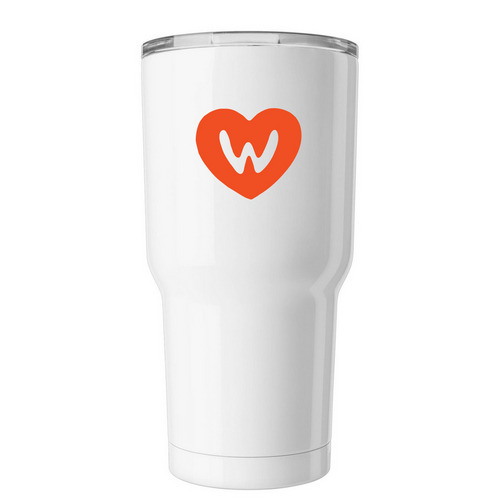 Walter Heart Travel Mug, a White Insulated Tumbler
