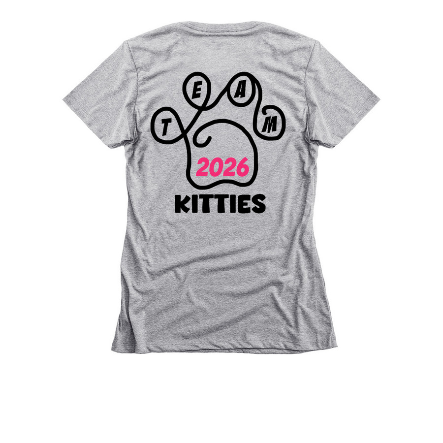 TeamKitties2026, a Dark Heather Grey Women's Slim Fit Tee (back-view)