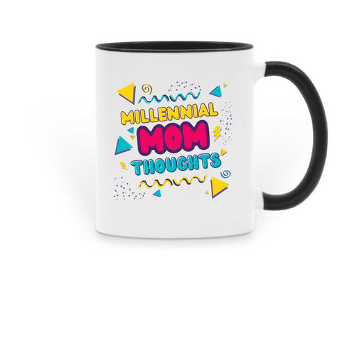 Millennial Mom Thoughts, a Black Two-Tone Ceramic Mug
