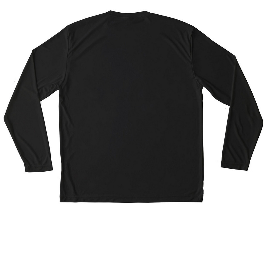 Unisex &nbsp;Long Sleeve Tee, a Black Unisex Performance Long Sleeve Tee (back-view)