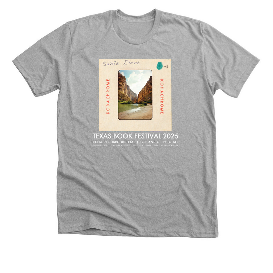 2025 Texas Book Festival Poster Merch, a Athletic Heather Premium Unisex Tee