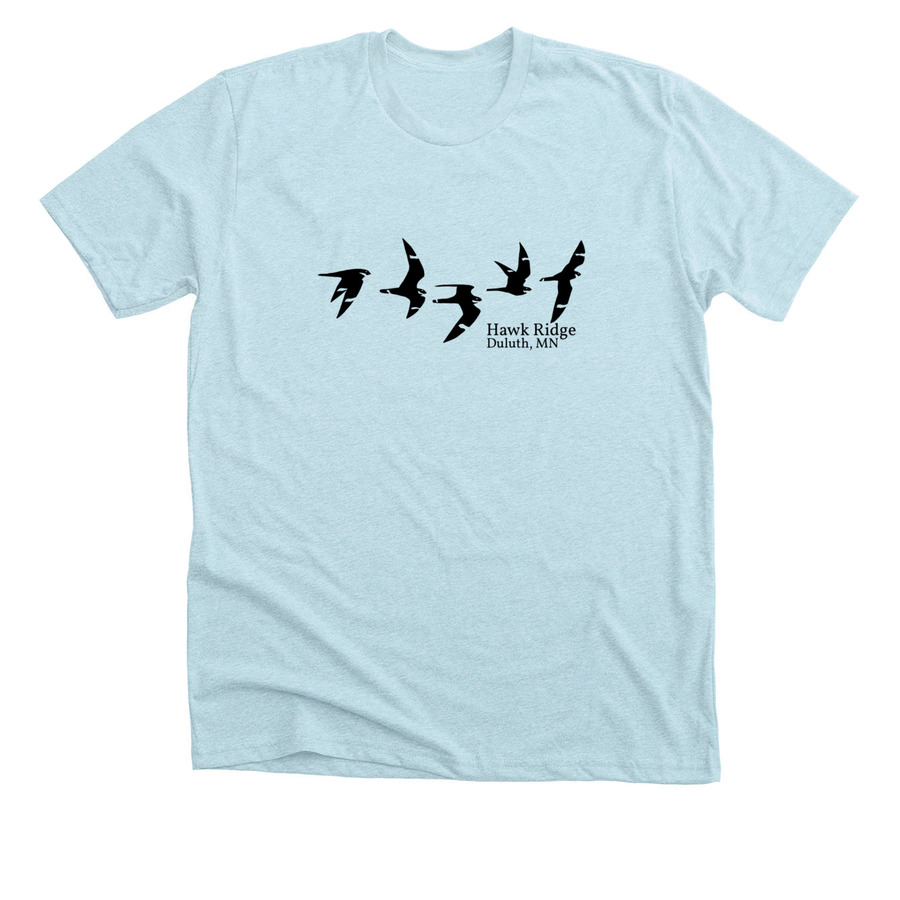 Hawk Ridge Bird Observatory Nighthawk Shirt, a Heather Ice Blue Premium Unisex Tee