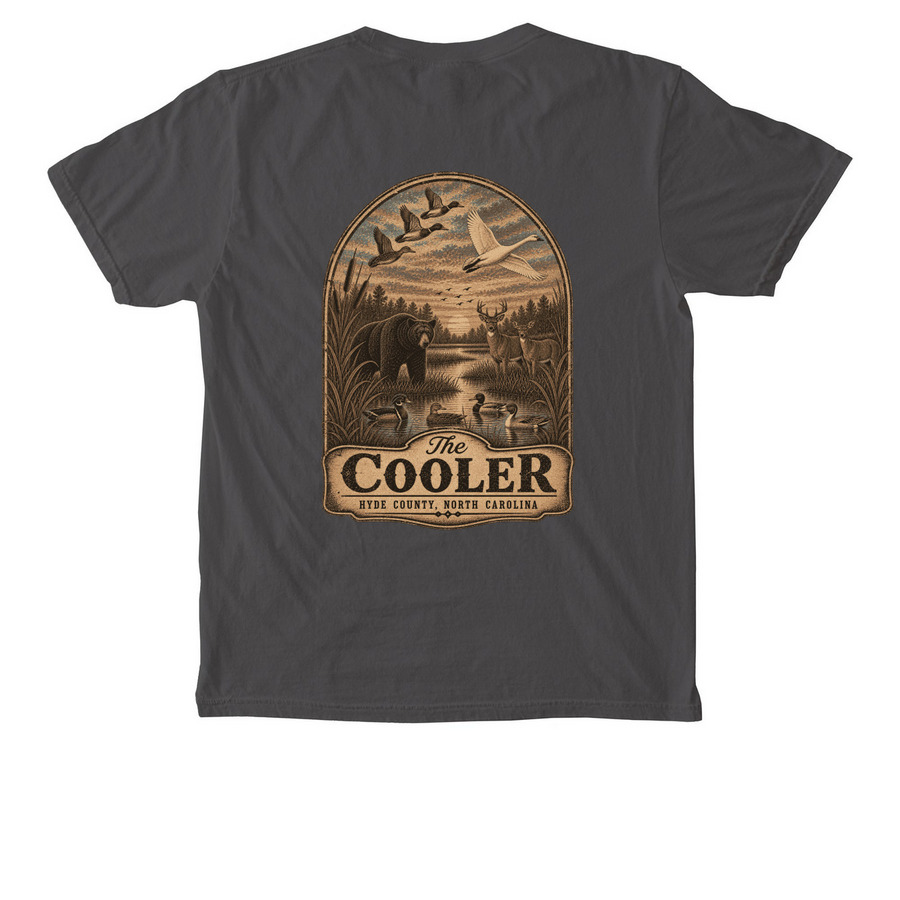 The Cooler, a Pepper Comfort Colors Pocket Tee (back-view)
