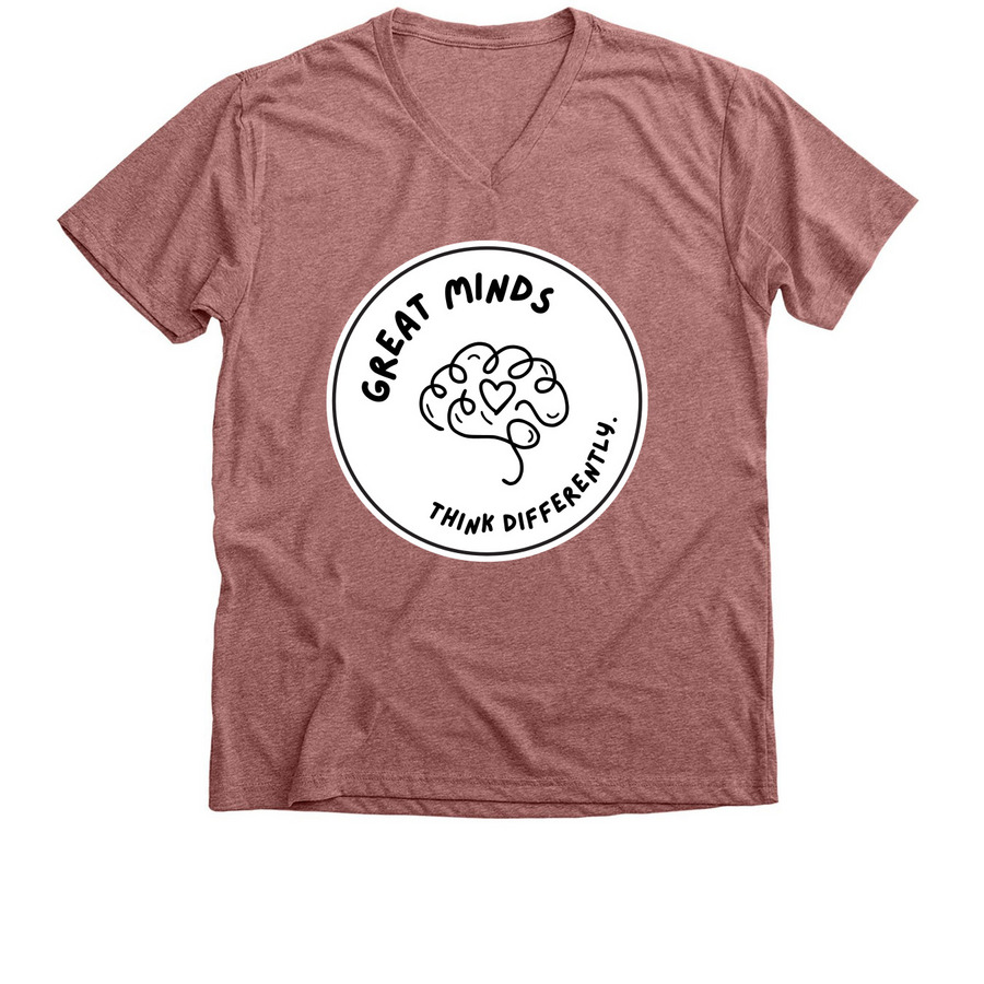 Great minds with front design&nbsp;, a Heather Mauve Premium V-Neck Tee