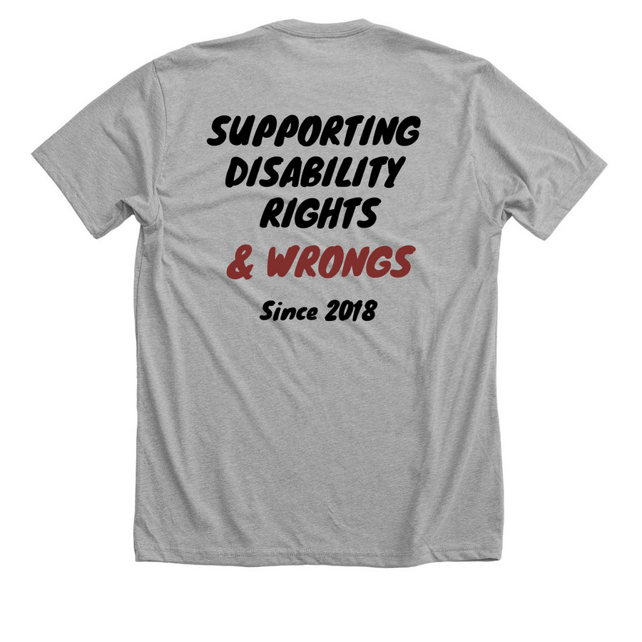 Disability Rights (& Wrongs), a Athletic Heather Premium Unisex Tee (back-view)