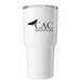 Support CAC. Fuel the Mission., a White Insulated Tumbler (back-view)