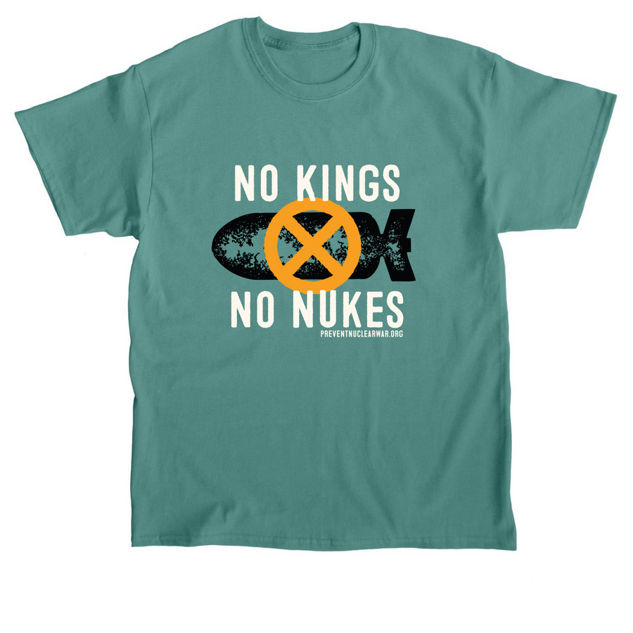 "No Kings X No Nukes" T-shirt, a Jade Dome Classic Unisex Tee
