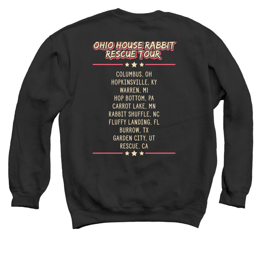 Ohio House Rabbit Rescue Tour, a Black Crewneck Sweatshirt (back-view)