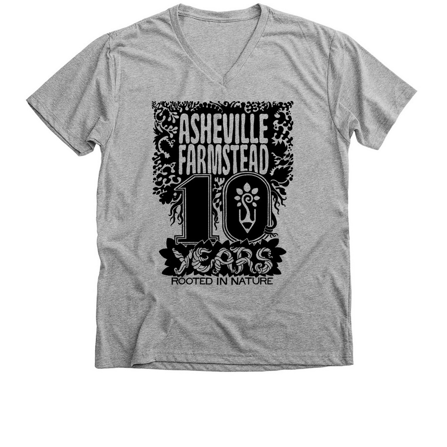 10 year logo, on tee shirts, a Athletic Heather Premium V-Neck Tee