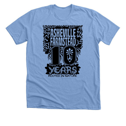 10 year logo, on tee shirts, a Heather Carolina Blue Premium Unisex Tee