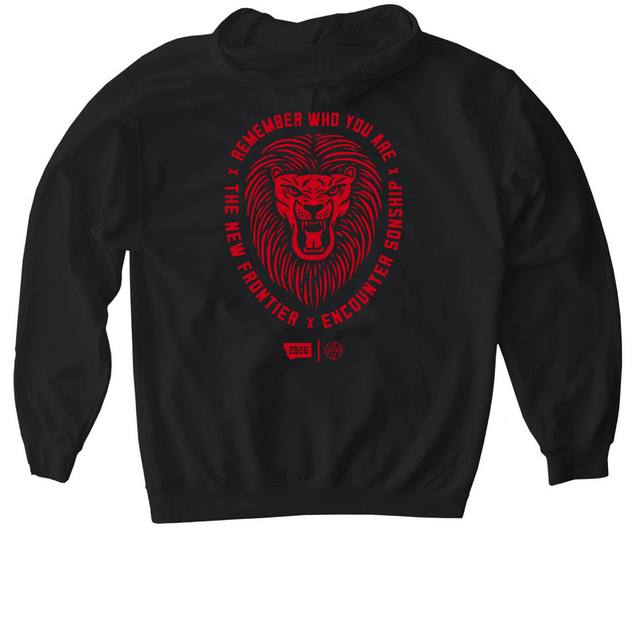 Lion (Red Logo) - 2026 Exclusive&nbsp;, a Black Gildan Softstyle Pullover Hoodie (back-view)