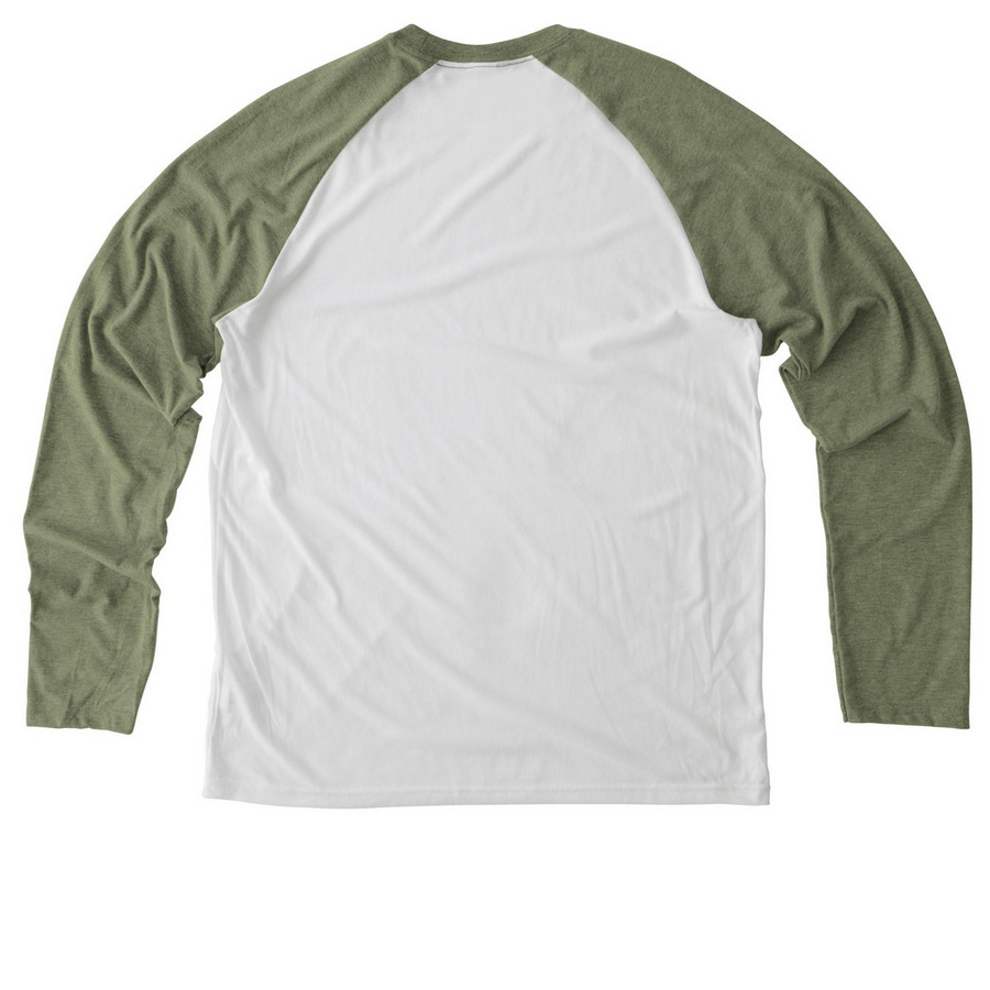 Got Bordeaux Shirts & Hoodies, a Olive You Green/ Bright White Allmade Eco Triblend Colorblock Raglan Long Sleeve Tee (back-view)