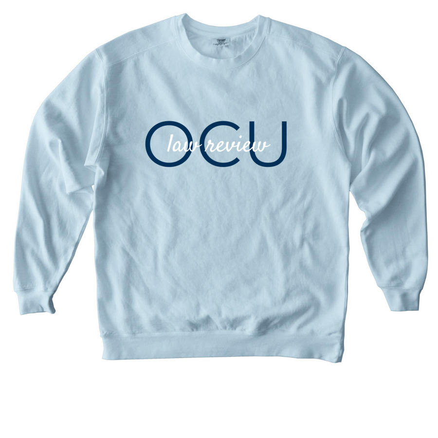 OCU Law Review with Masthead on Back, a Chambray Comfort Colors Crewneck Sweatshirt