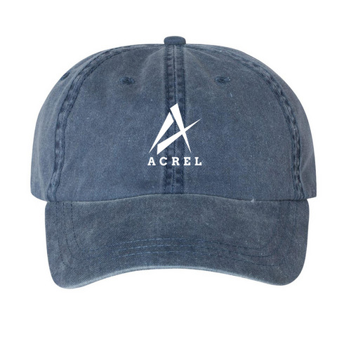 ACREL Hats, a Navy Printed Pigment Dye Baseball Cap