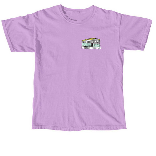 Trolley Lapel Logo & Yellow Crew, a Neon Violet Comfort Colors Unisex Tee