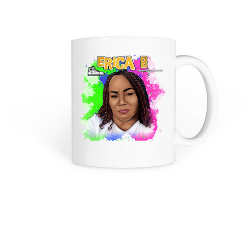 Erica B Airbrush Art "Fav Cup of Tea", a White Coffee Mug