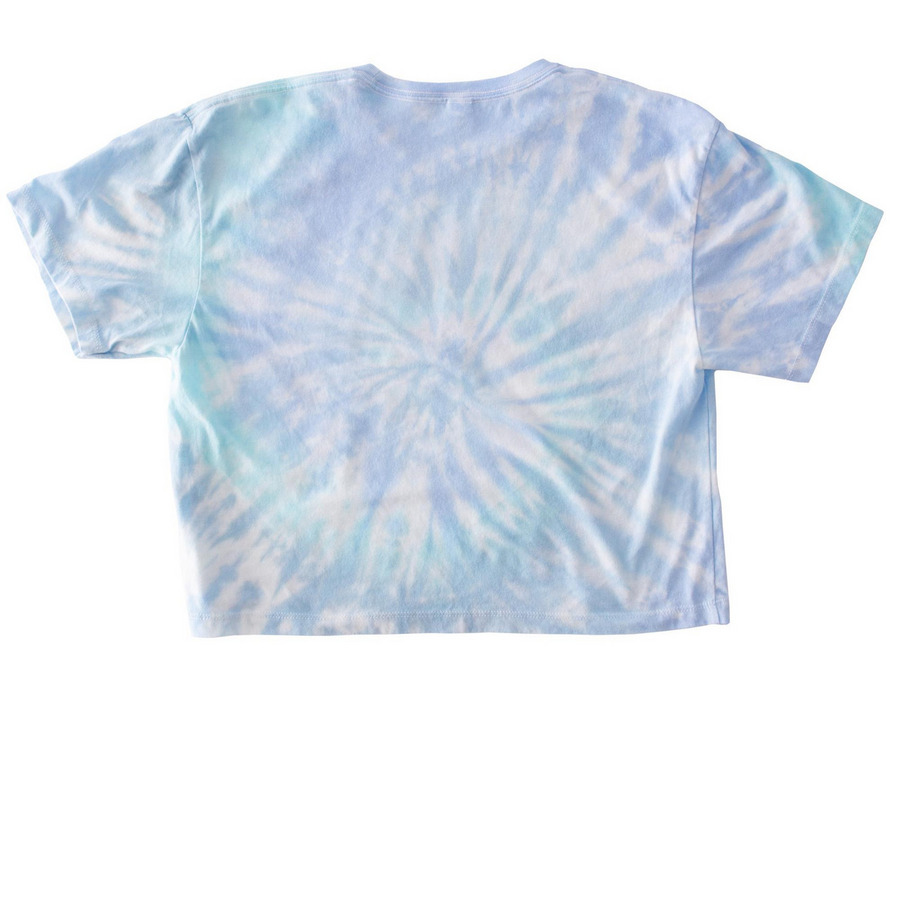 Be Bold, Be Kind, Be Amazing, a Lagoon Women's Tie Dye Cropped Tee (back-view)
