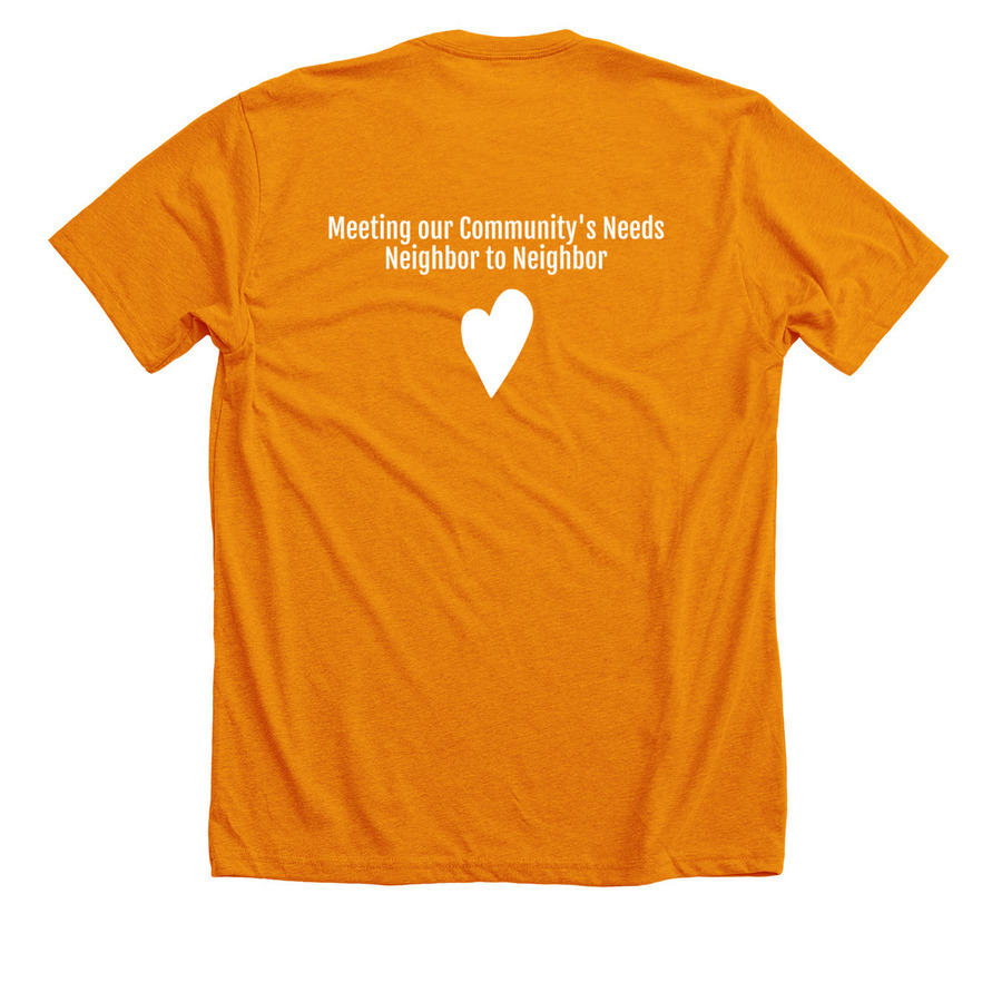 Orange Hunger Action Month Apparel No Date, a Heather Orange Premium Unisex Tee (back-view)