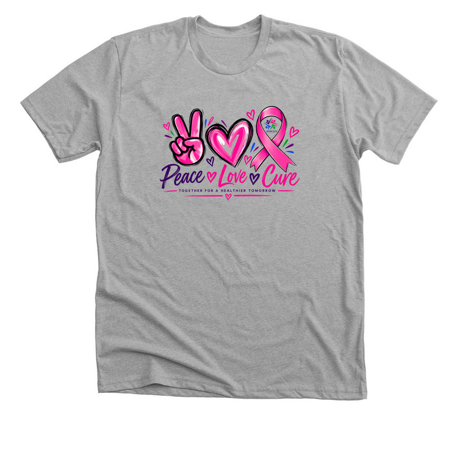 Peace, Love, Cure, a Athletic Heather Premium Unisex Tee