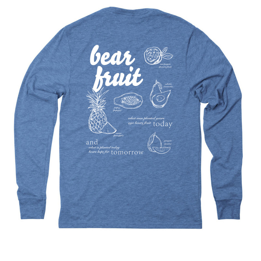 Bear Fruit Campaign Long Sleeve, a Azure Blue Allmade Eco Triblend Long Sleeve Tee (back-view)