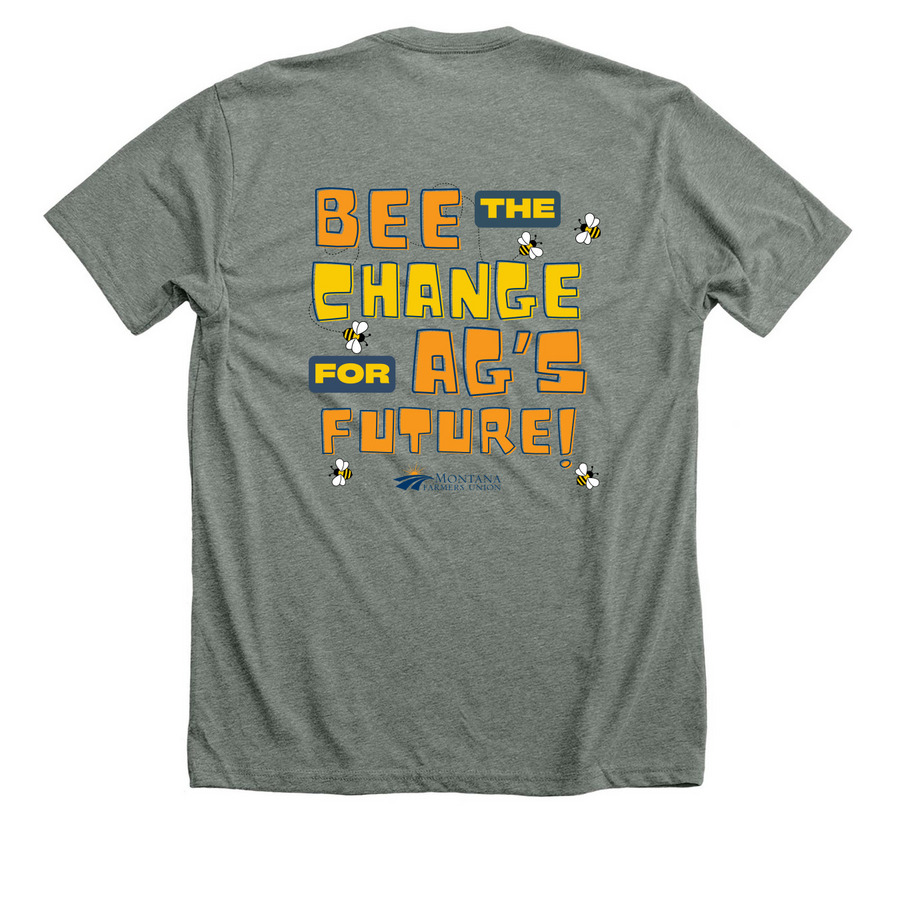 Bee the Change for AG's Future, a Deep Heather Premium Unisex Tee (back-view)