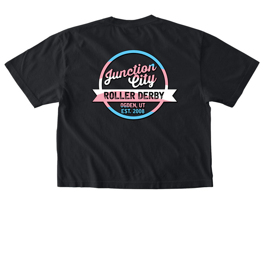 Radically Pro-Transgender, a Black Comfort Colors Boxy Tee (back-view)