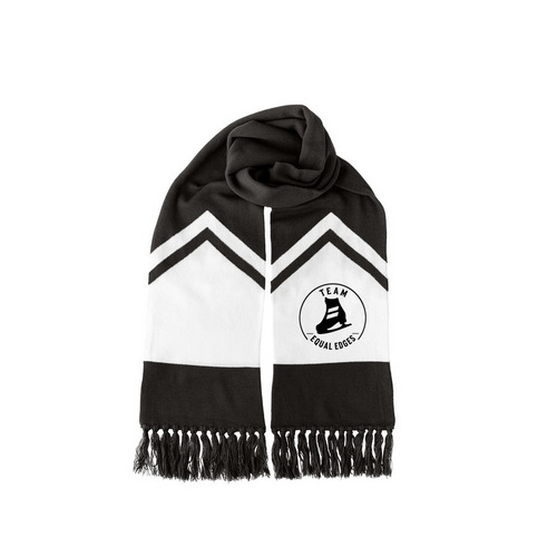 Team Equal Edges Scarf, a Black/ White Two-Tone Gameday Scarf