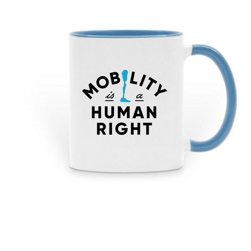 "Mobility Is" Slogan Mug, a Light Blue Two-Tone Ceramic Mug