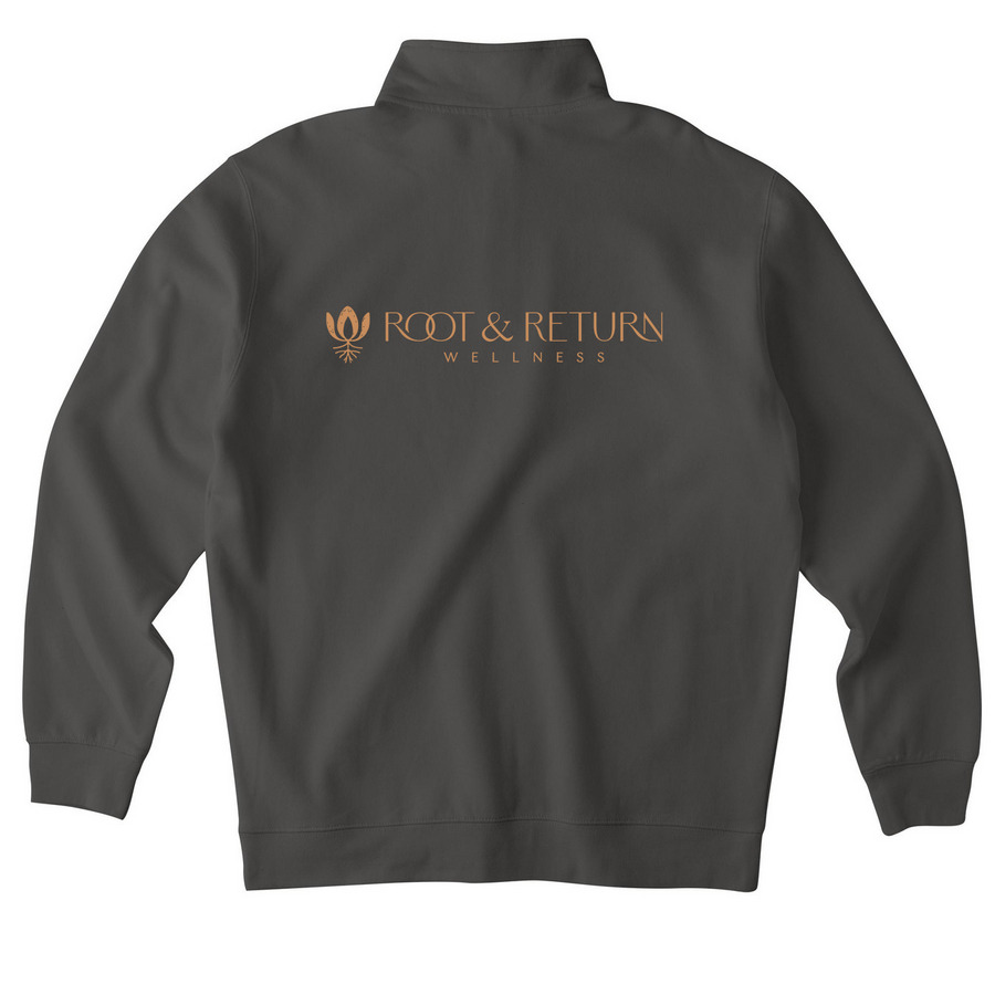 Oak Leaf Root & Return Launch Apparel, a Asphalt Midweight Quarter Zip Pullover (back-view)